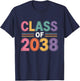 Kids Class of 2038 Kindergarten First Day T-Shirt - T-Shirt | Navy