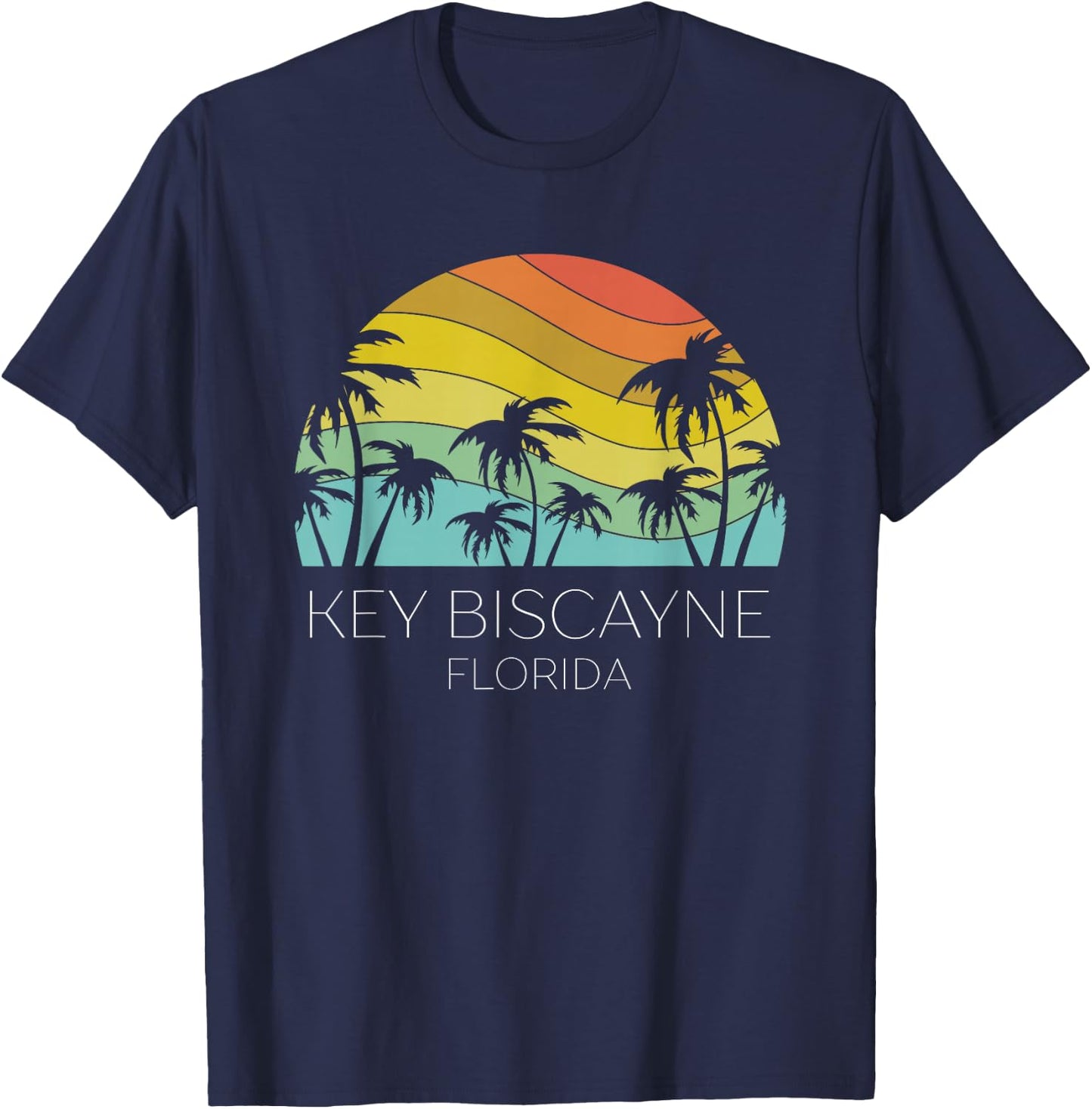 Key Biscayne Florida Beach Retro Souvenir Summer Keys Surf T-Shirt - T-Shirt | Navy