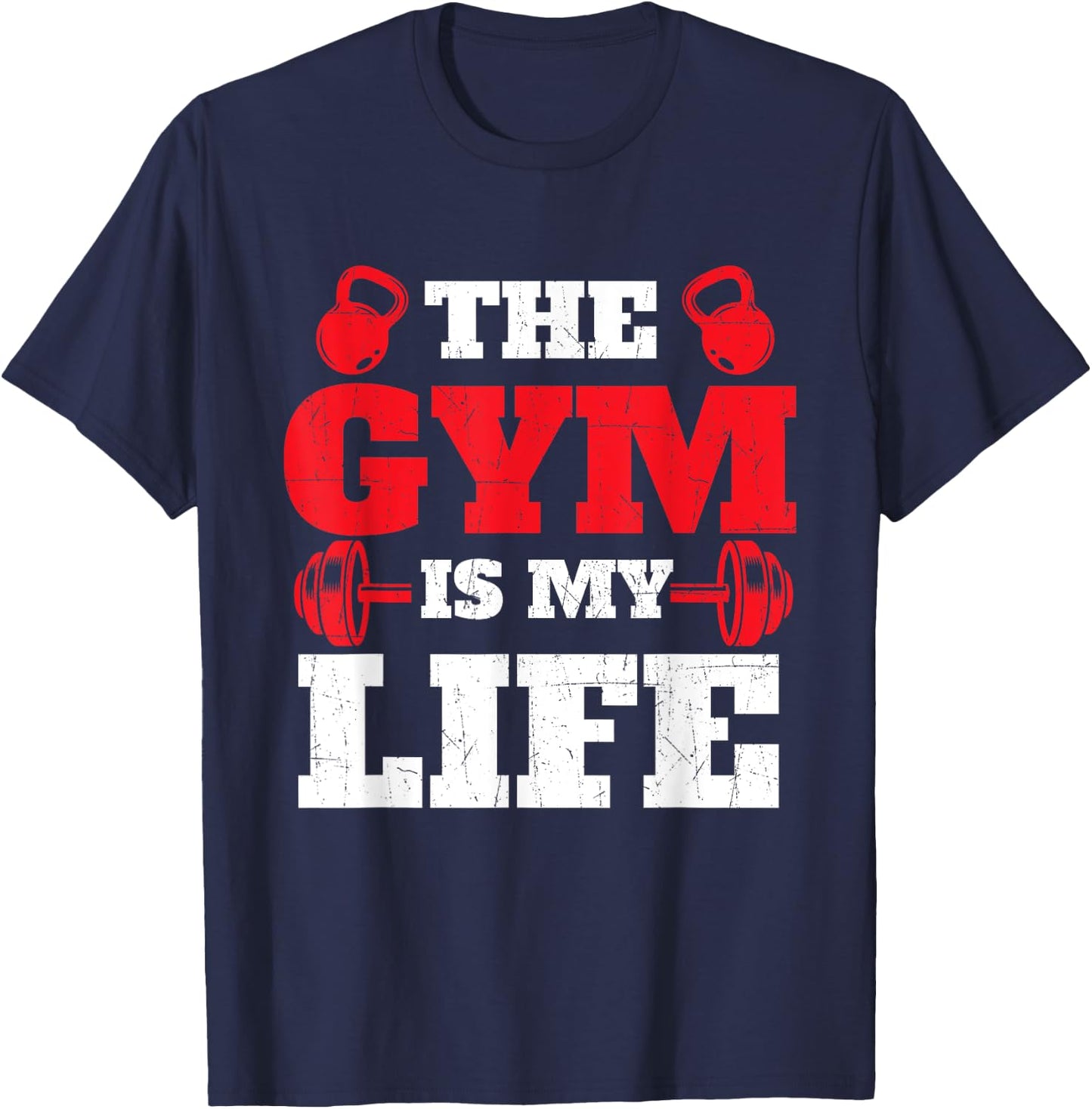 The Gym Is My Life - Workout Gym Weightlifting Bodybuilding T-Shirt - T-Shirt | Navy