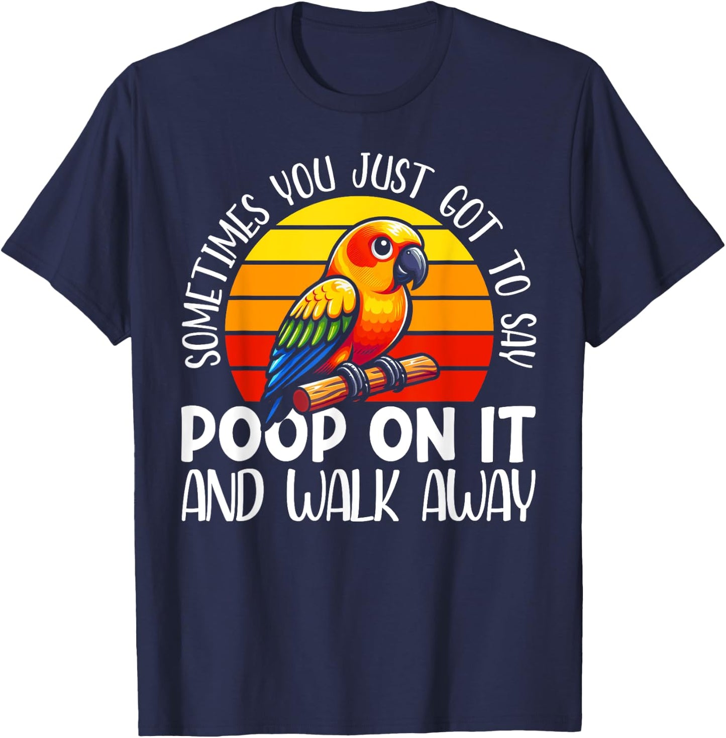 Sun Conure Parakeet - Adults, Kids - Black - Bird Print - Short Sleeve - - Small T-Shirt - T-Shirt | Navy