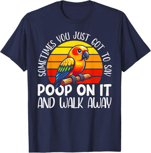 Sun Conure Parakeet - Adults, Kids - Black - Bird Print - Short Sleeve - - Small T-Shirt - T-Shirt | Navy