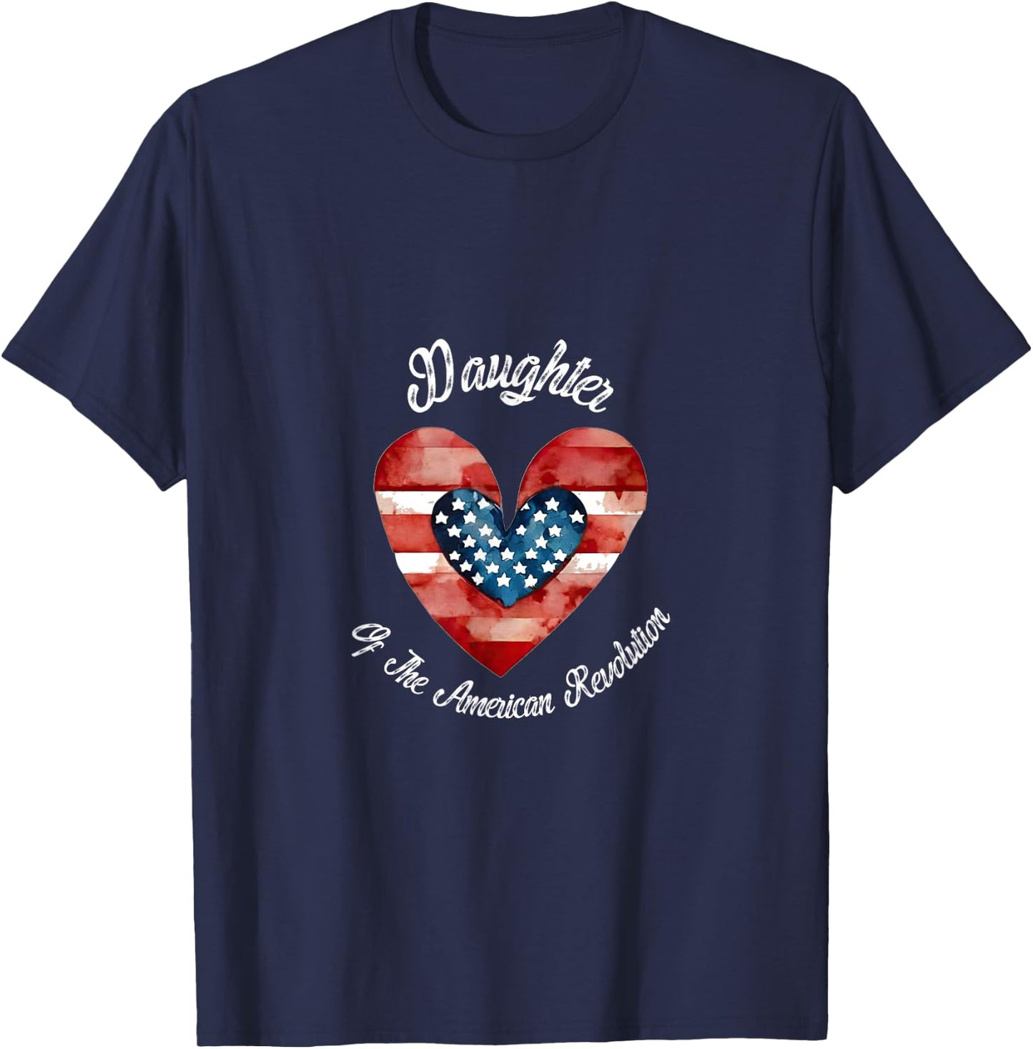 Daughter American Revolution USA heart lineage patriotic T-Shirt - T-Shirt | Navy