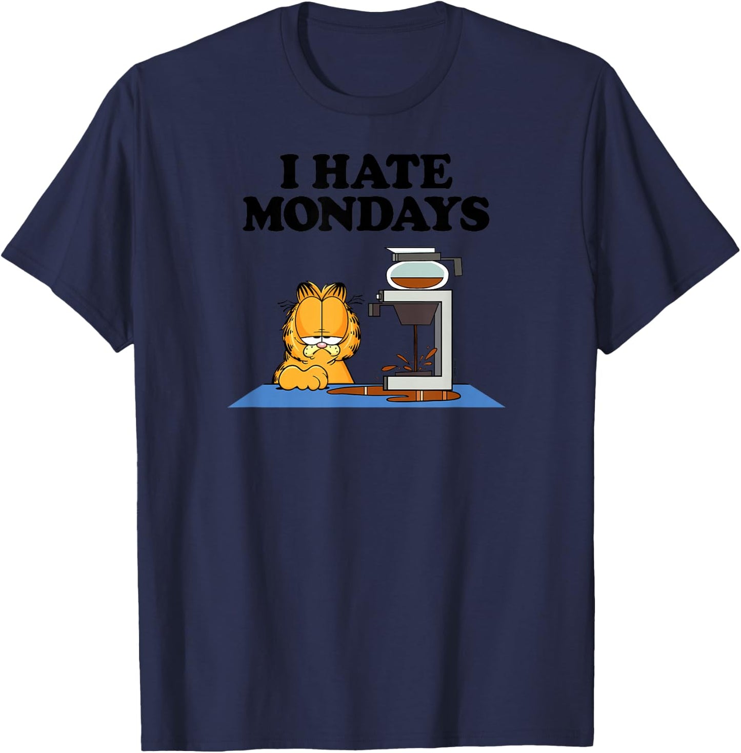 Garfield - I Hate Mondays, Morning Coffee T-Shirt - T-Shirt | Navy