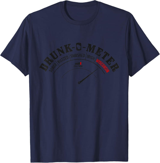 Wisconsin Drunk-O-Meter Funny Drinking Party Pride T-Shirt - T-Shirt | Navy
