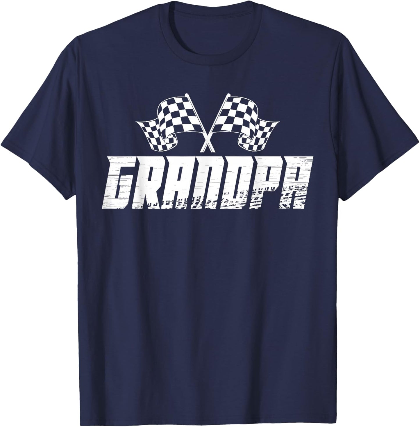Grandpa Pit Crew Family Racing Birthday Race Car T-Shirt - T-Shirt | Navy
