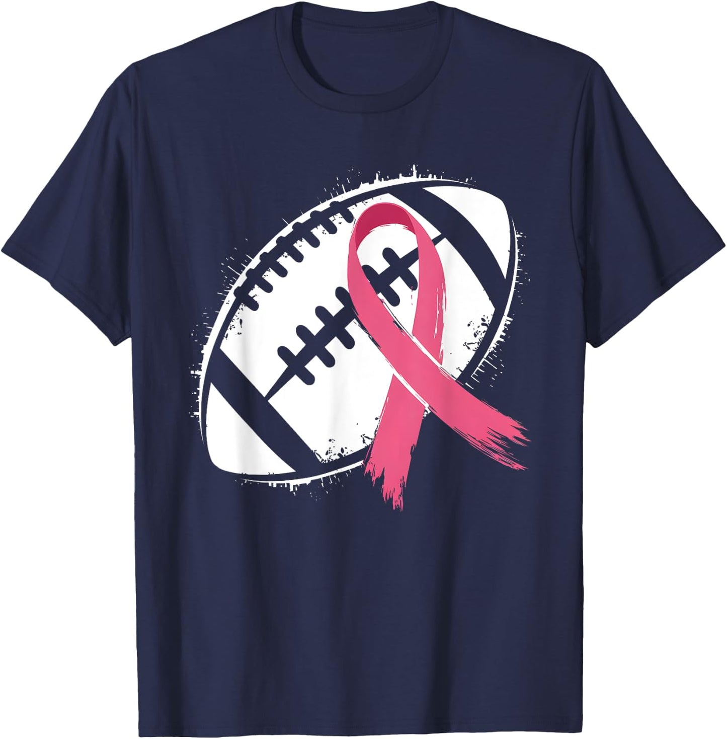 Tackle Cancer Pink Ribbon Football Breast Cancer Awareness T-Shirt - T-Shirt | Navy