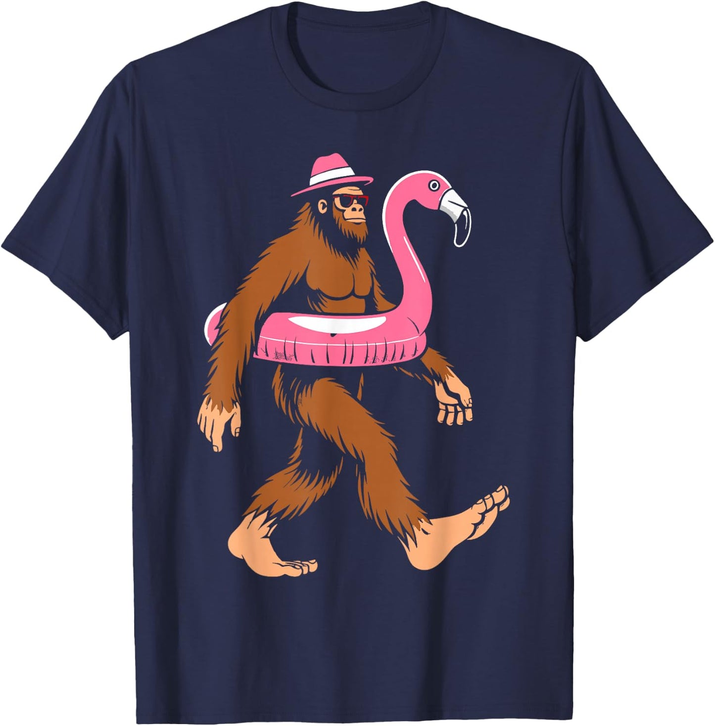 Pool party bigfoot flamingo float sasquatch beach lovers Women Girls Kids T-Shirt - T-Shirt | Navy