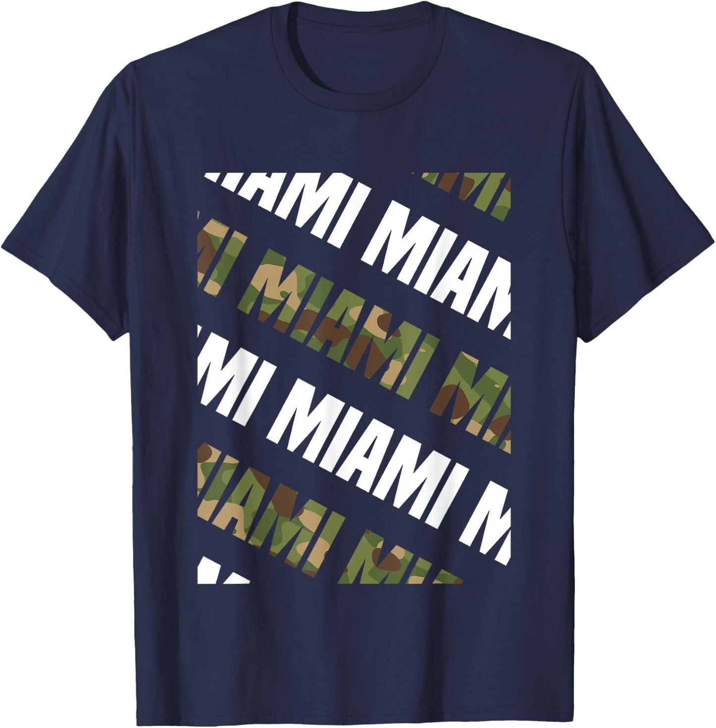 Miami Camo Pattern Green Camouflage T-Shirt - T-Shirt | Navy