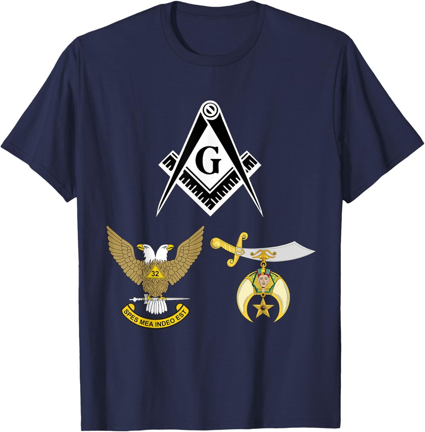 Master Mason 32nd Degree Shrine AASR Noble Masonic WU Black T-Shirt - T-Shirt | Navy
