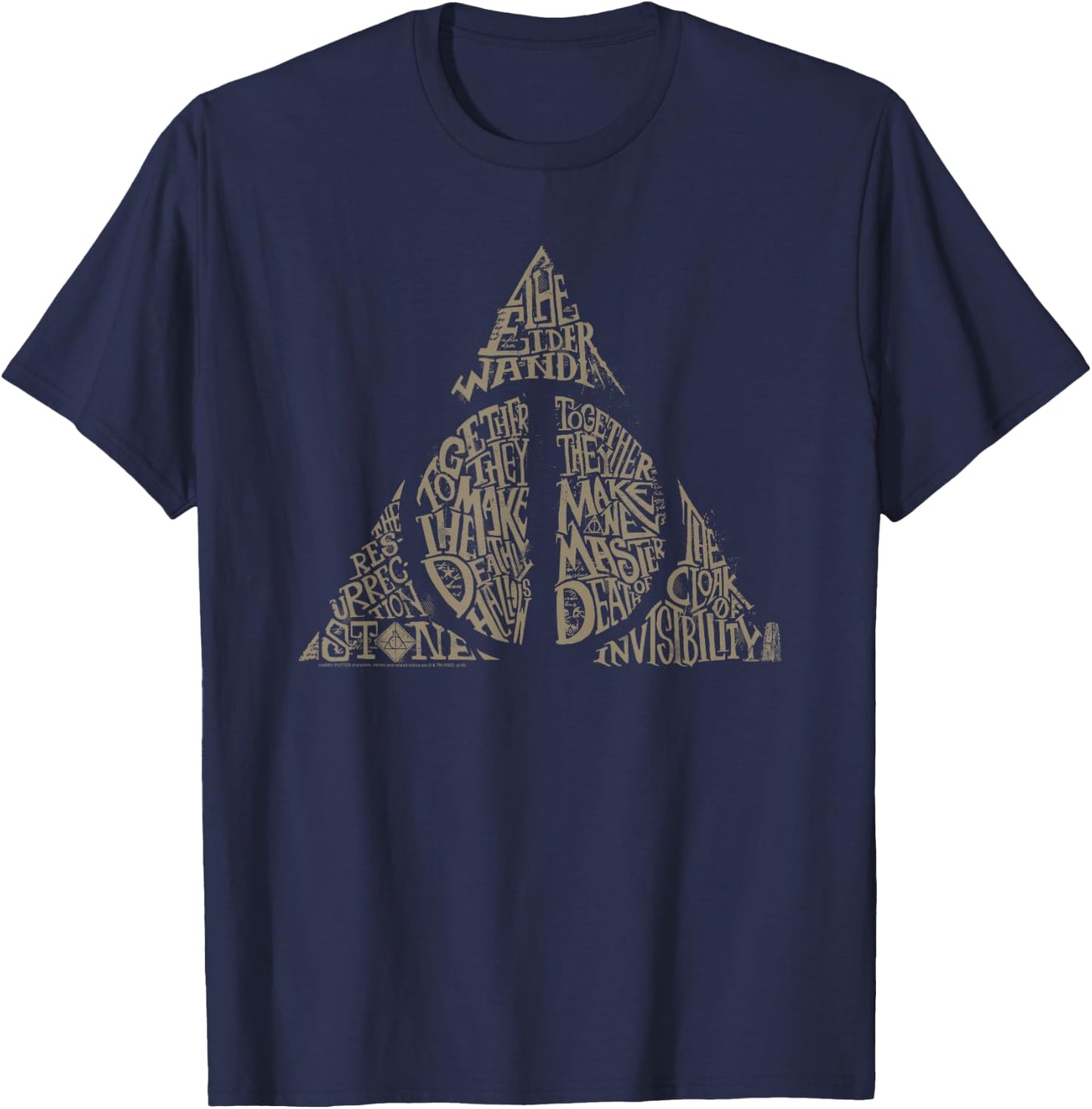 Harry Potter Deathly Hallows Typography T-Shirt - T-Shirt | Navy