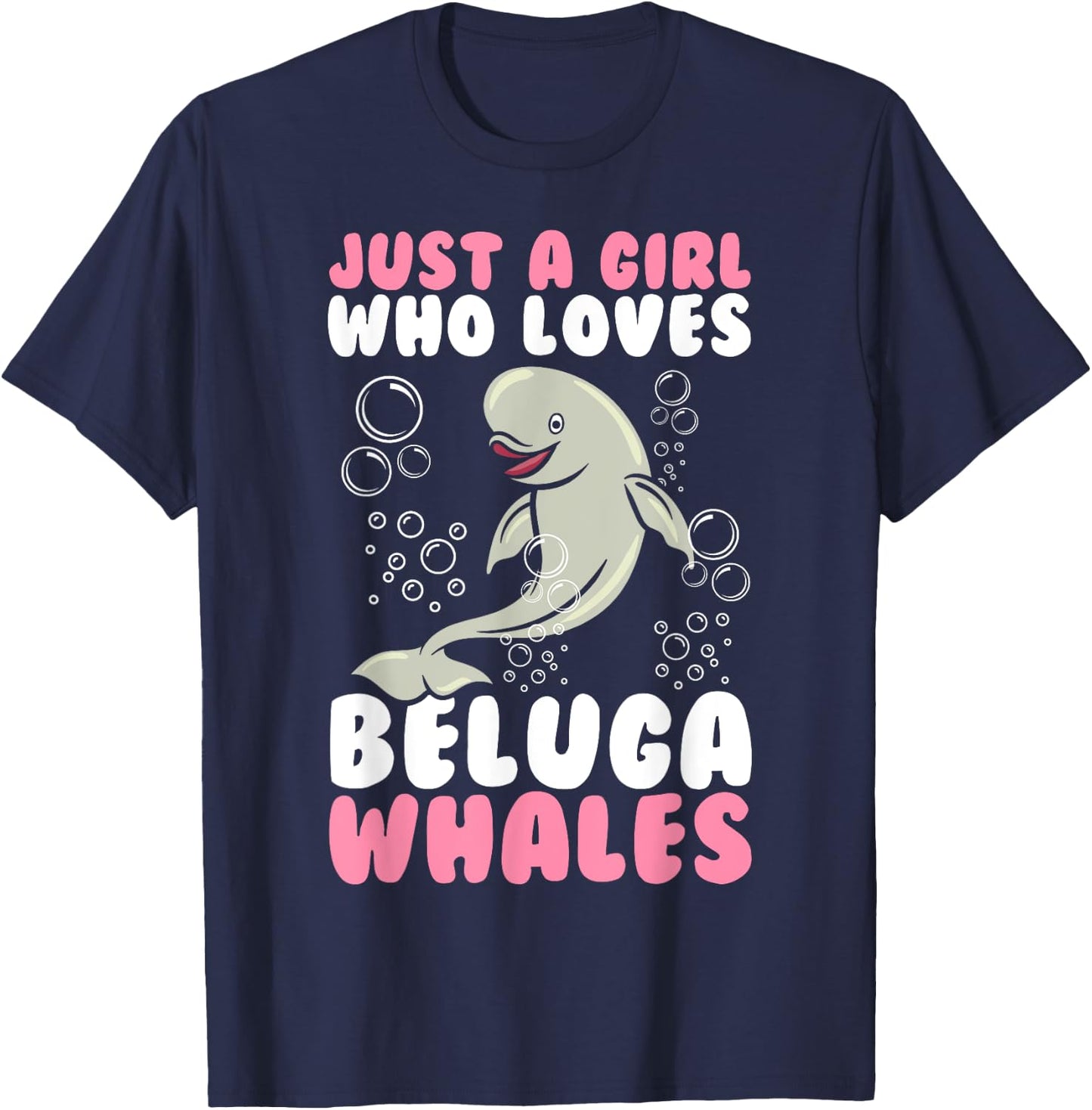 Beluga Whale Art Girls Kids Beluga Whale Lover T-Shirt - T-Shirt | Navy