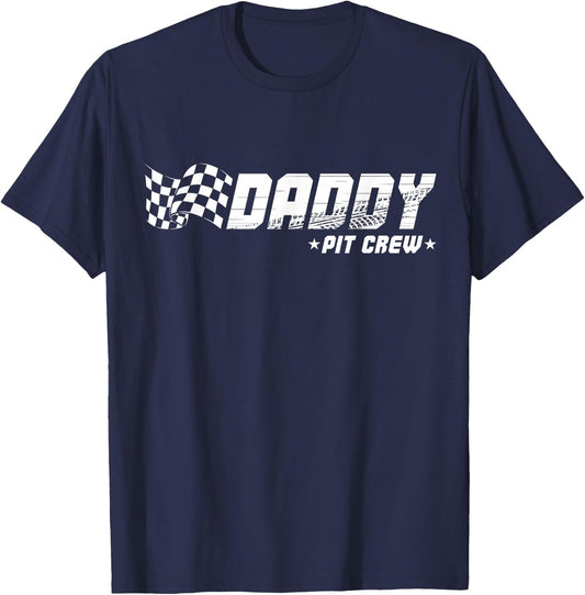 Daddy Pit Crew Race Car Birthday Family Racing T-Shirt - T-Shirt | Navy