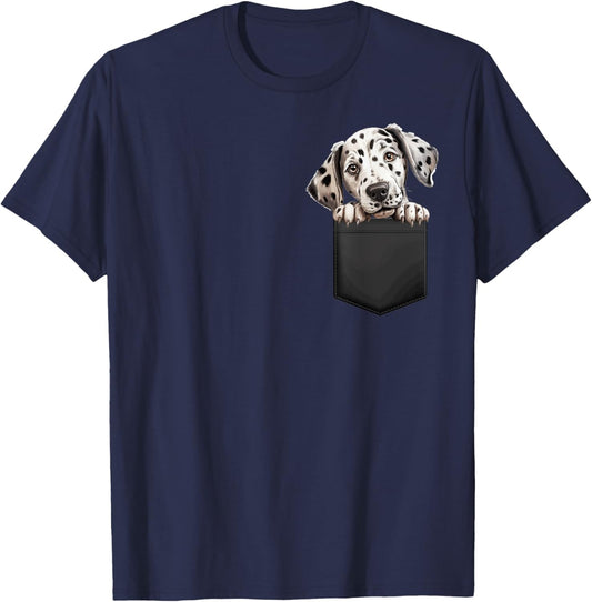 Dalmatian Dog Puppy Dog In Pocket Cute Pet Lover Women T-Shirt - T-Shirt | Navy