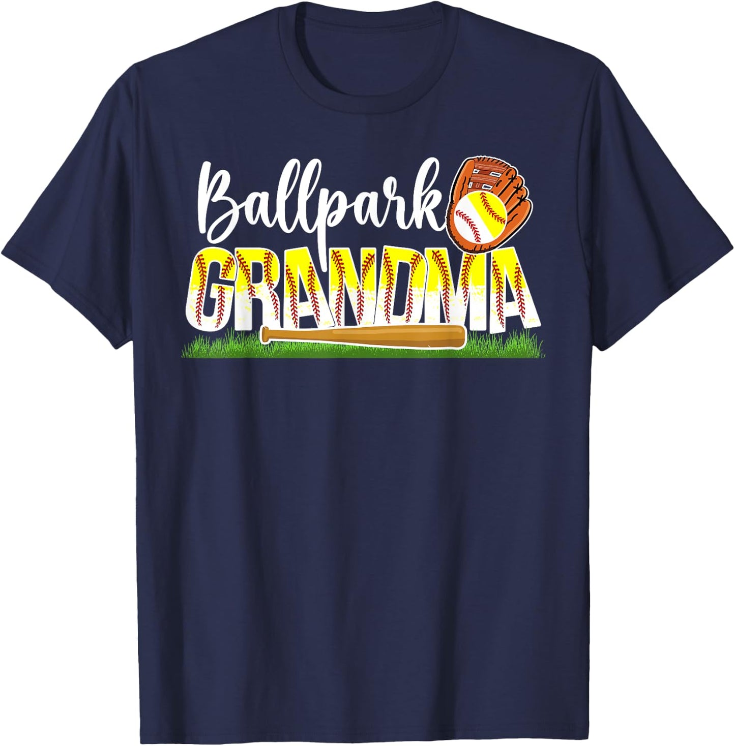 Ballpark Grandma Softball Baseball Grandma Of Ballers T-Shirt - T-Shirt | Navy