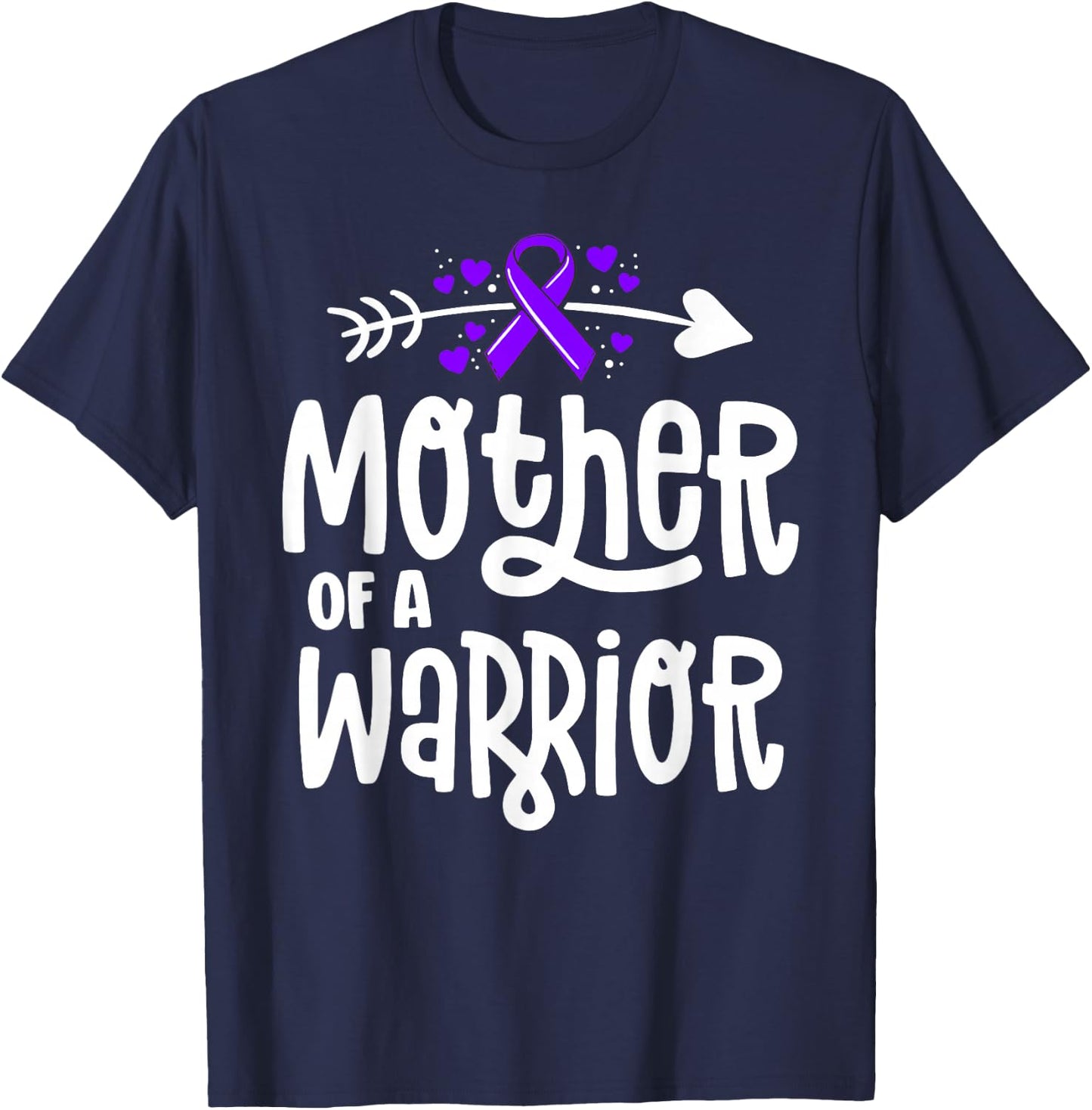 Mother Of A Warrior Hodgkins Lymphoma Cancer Family Support T-Shirt - T-Shirt | Navy