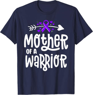 Mother Of A Warrior Hodgkins Lymphoma Cancer Family Support T-Shirt - T-Shirt | Navy