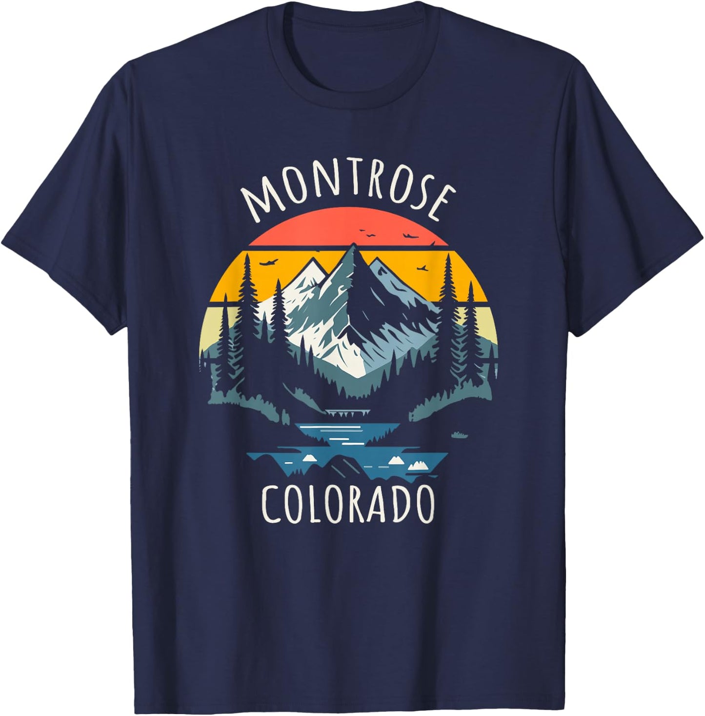 Montrose Colorado USA Retro Style Mountain Design T-Shirt - T-Shirt | Navy