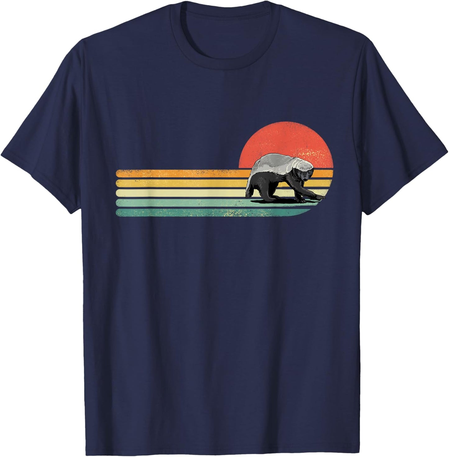Honey Badger Shirt Retro Style Wild Animal Lover Zookeeper T-Shirt - T-Shirt | Navy