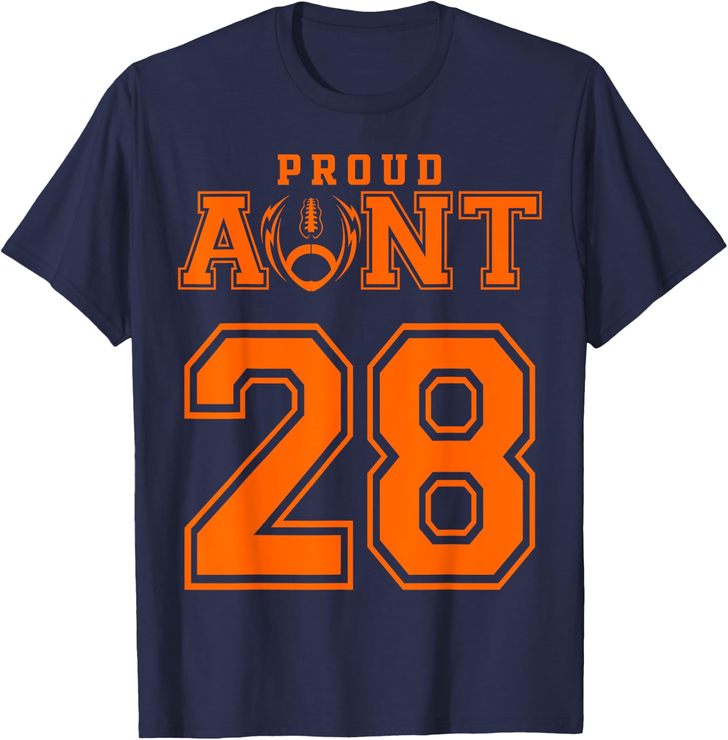 Custom Proud Football Aunt Number 28 OR T-Shirt - T-Shirt | Navy