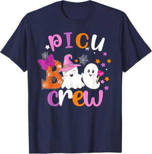 PICU Boo Crew Halloween matching shirts for PICU nurses T-Shirt - T-Shirt | Navy