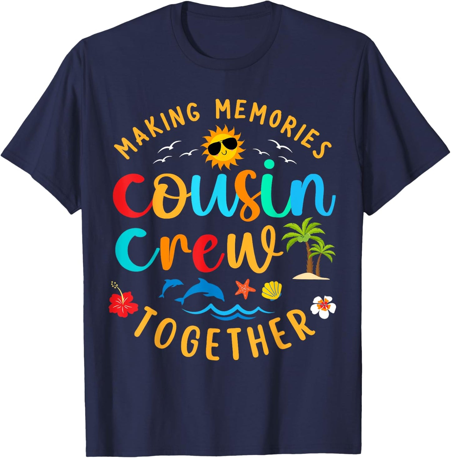 Cousin crew 2025 Summer Vacation Beach Family Trip Matching T-Shirt - T-Shirt | Navy