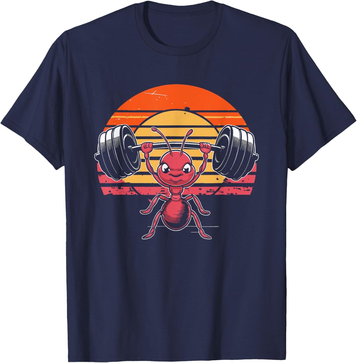 Ant Barbell Workout - Funny Graphic Gym Weightlifting T-Shirt - T-Shirt | Navy