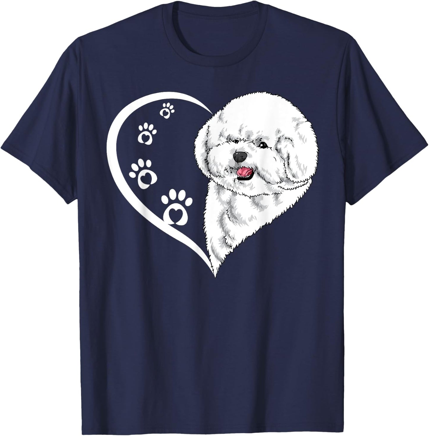 Bichon Frise Shirts Girls Heart Cute Bichon Frise T-Shirt - T-Shirt | Navy