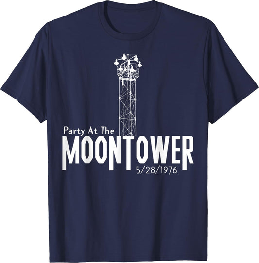 Party At The Moon Tower Funny Cool Vintage Party Classic 90s T-Shirt - T-Shirt | Navy