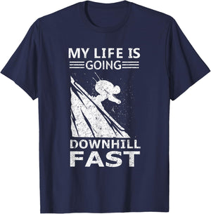 My Life Is Going Downhill Fast Steep Skiing Slopes Costume T-Shirt - T-Shirt | Navy