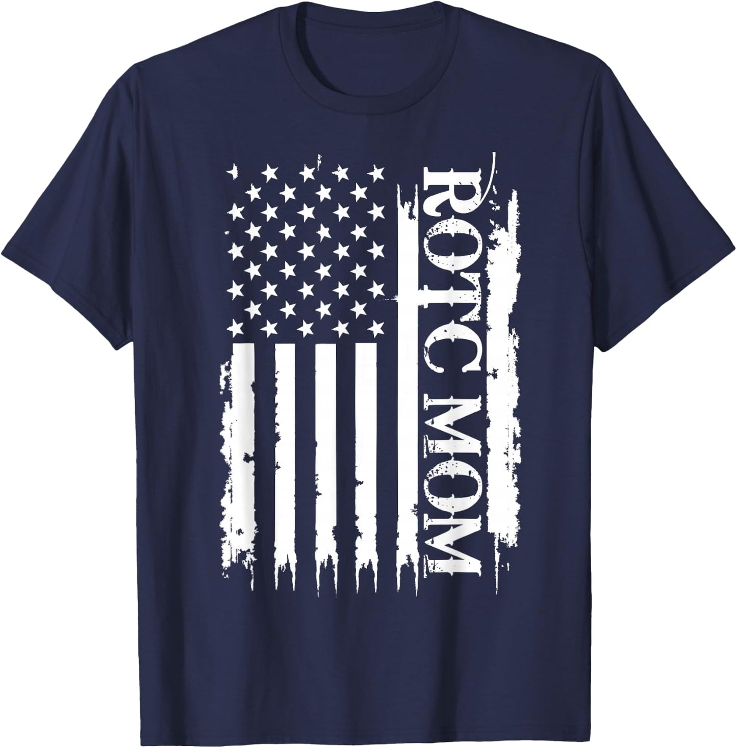 ROTC Mom United States Distressed w US Flag T-Shirt - T-Shirt | Navy