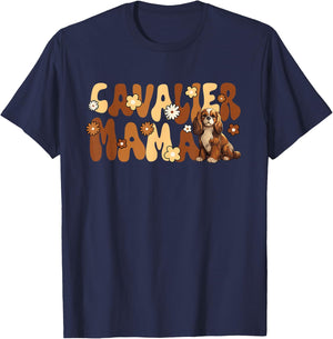 Cavalier King Charles Spaniel Groovy World's Best Cavalier T-Shirt - T-Shirt | Navy