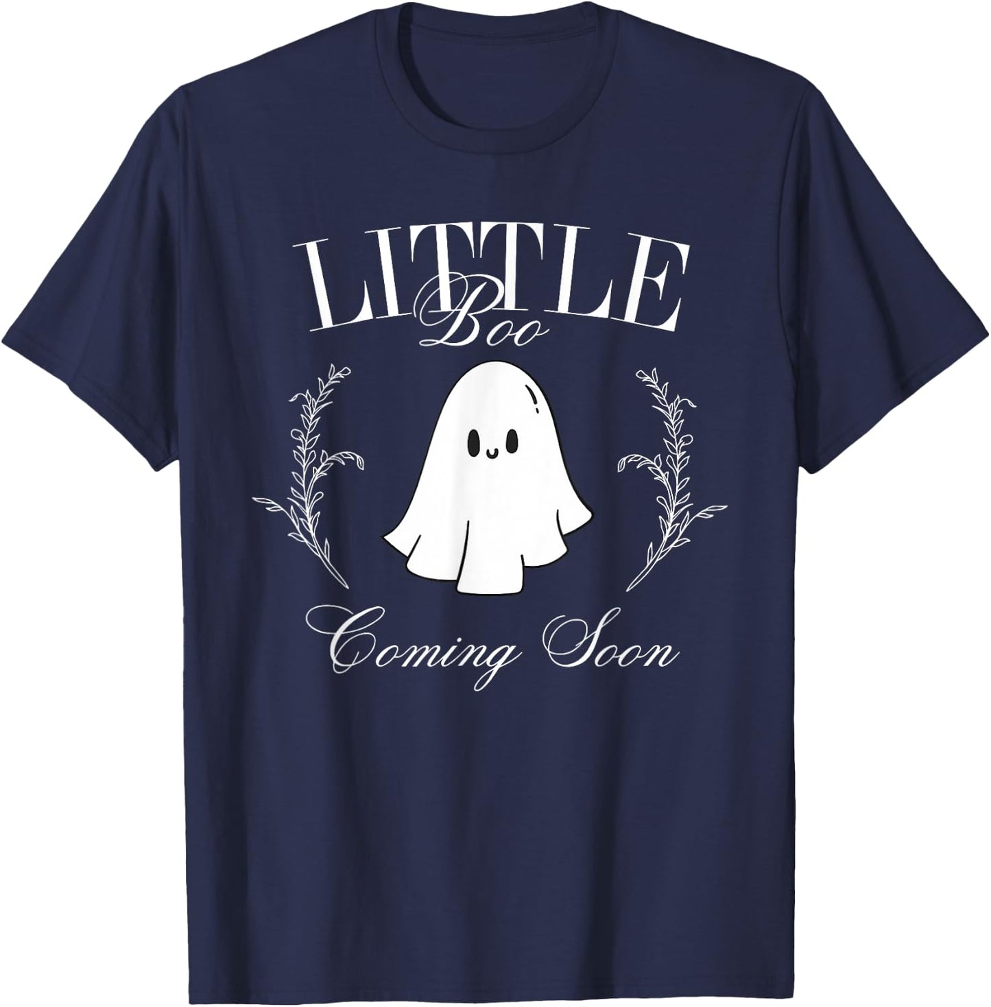 Retro Classic Little Boo Coming Soon Pregnancy Announcement T-Shirt - T-Shirt | Navy