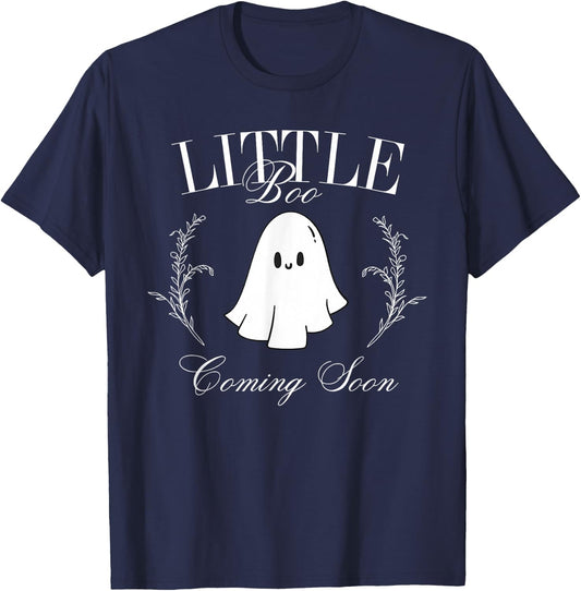 Retro Classic Little Boo Coming Soon Pregnancy Announcement T-Shirt - T-Shirt | Navy