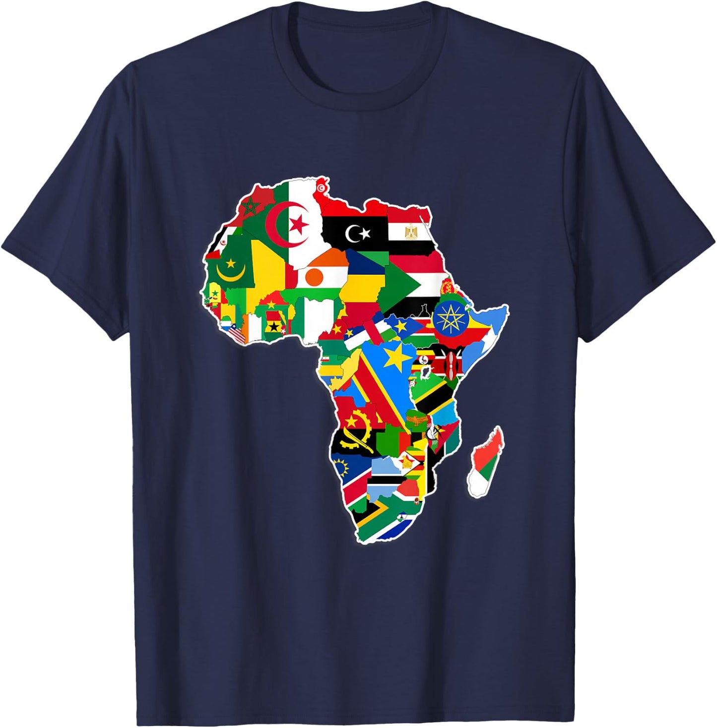 Africa Pride - Map of African Continent with Flags T-Shirt - T-Shirt | Navy