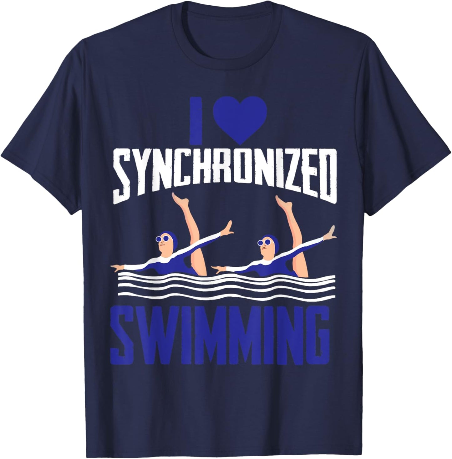 I Love Synchronized Swimming Aquatic Artistic Synchro Girls T-Shirt - T-Shirt | Navy