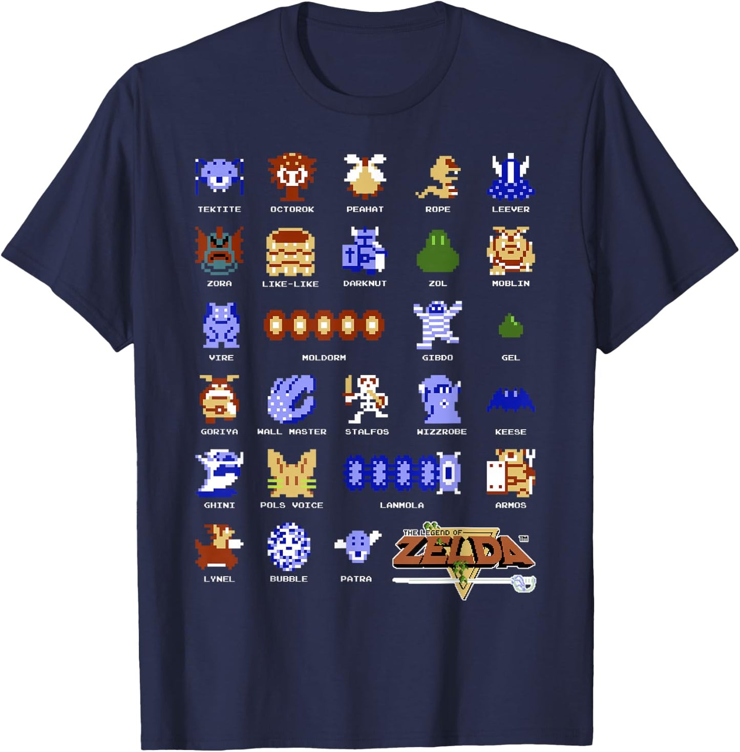 Legend Of Zelda Character Pixel Art Portrait Grid T-Shirt - T-Shirt | Navy
