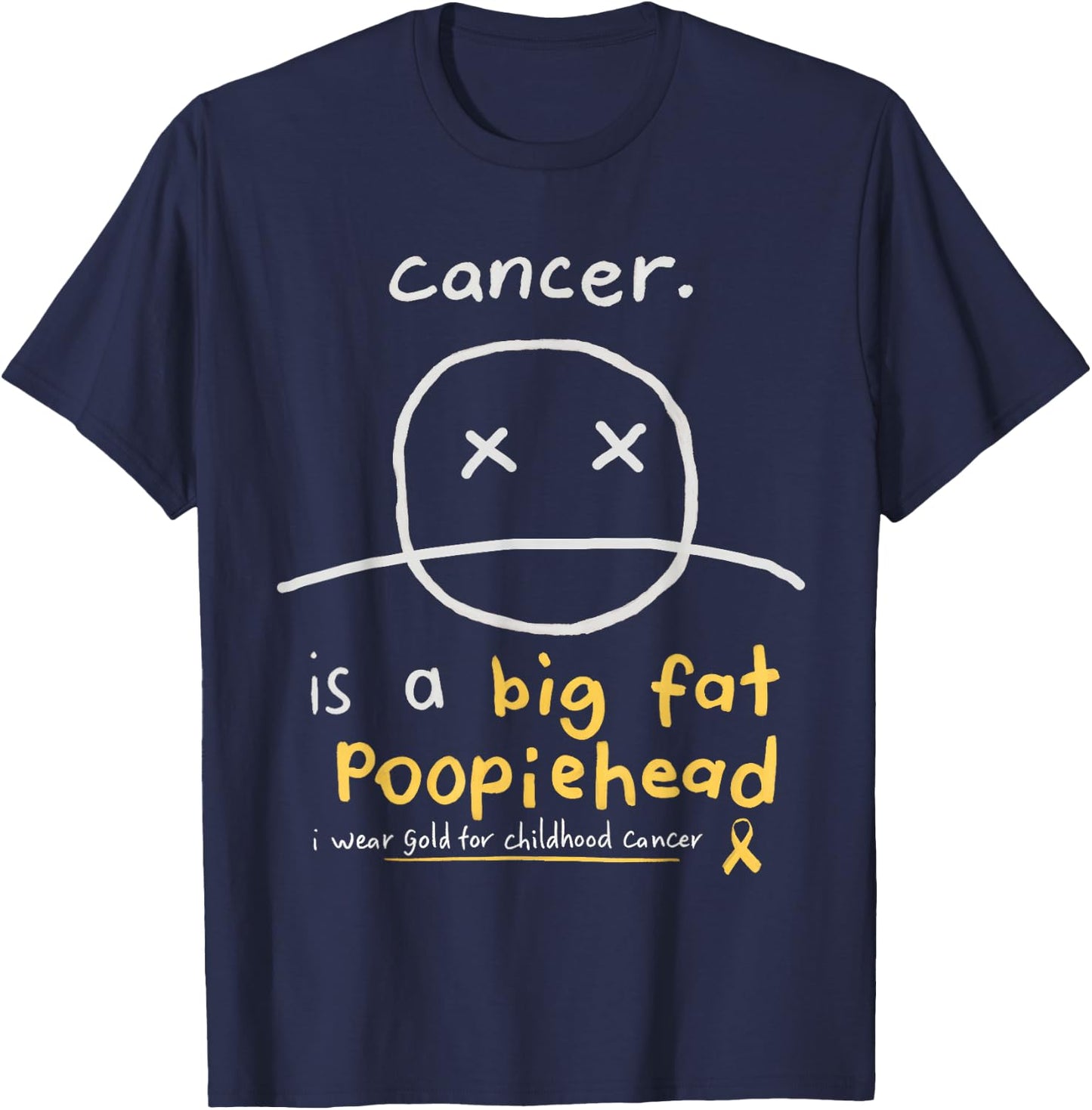 Childhood Cancer Awareness Smile Face Fighters - Survivors T-Shirt - T-Shirt | Navy
