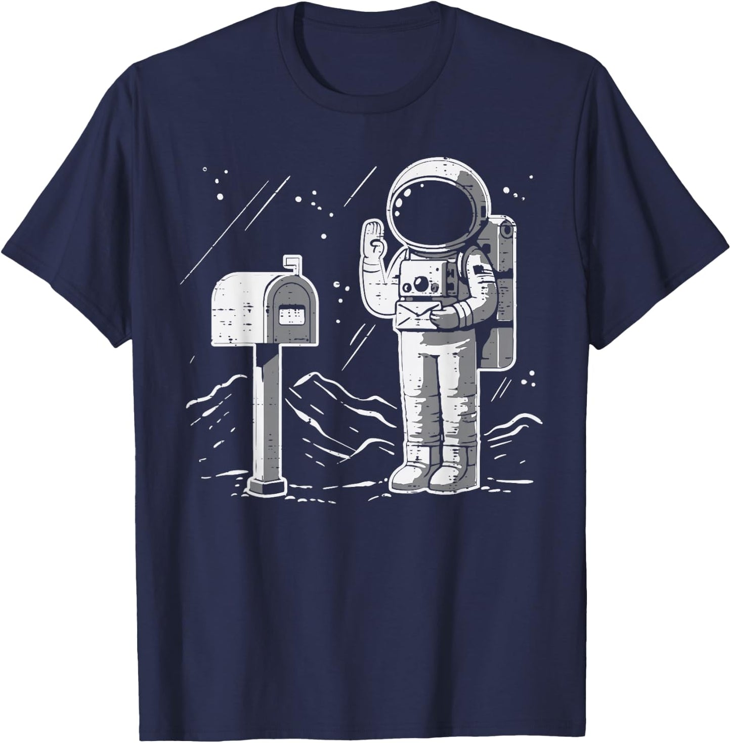 Astronaut Mailbox Funny Space Mailman Postal Men Women Kids T-Shirt - T-Shirt | Navy