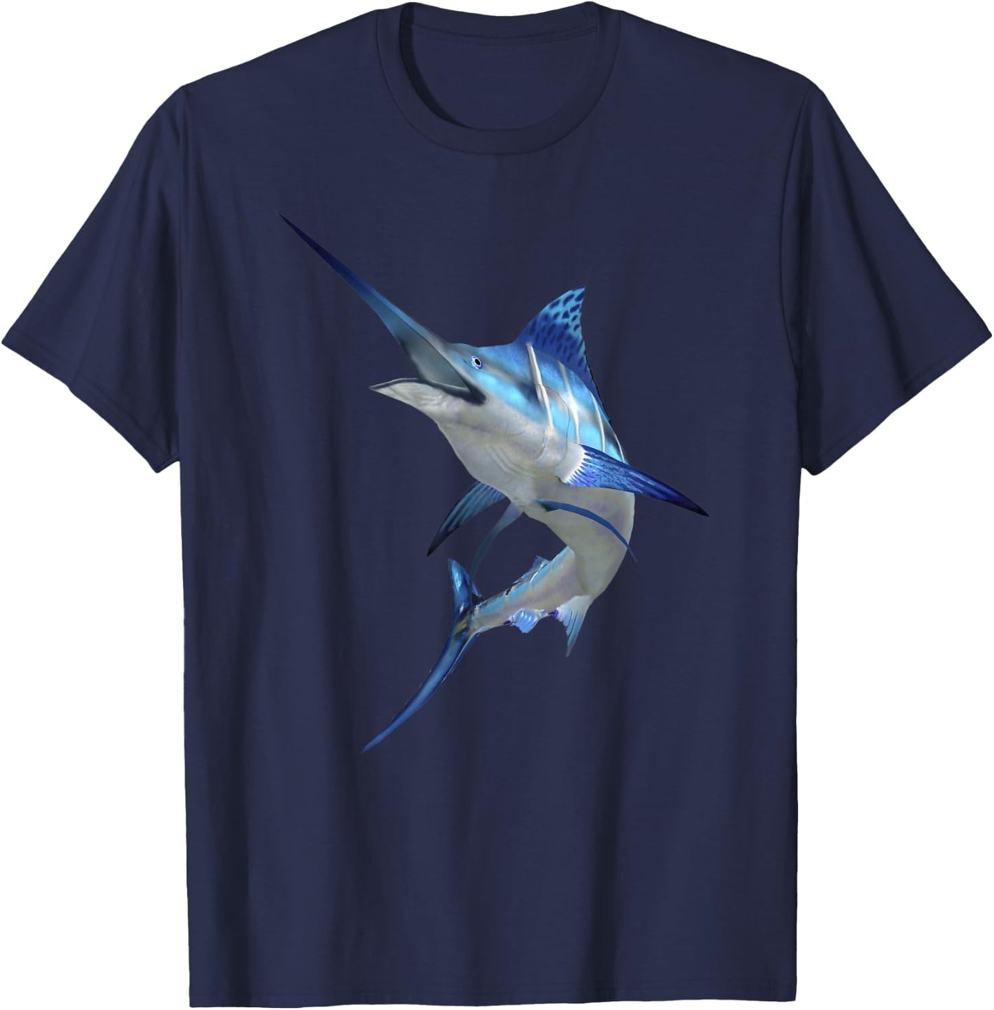 Beautiful Blue Marlin Fishing Short Sleeve T-Shirt - T-Shirt | Navy