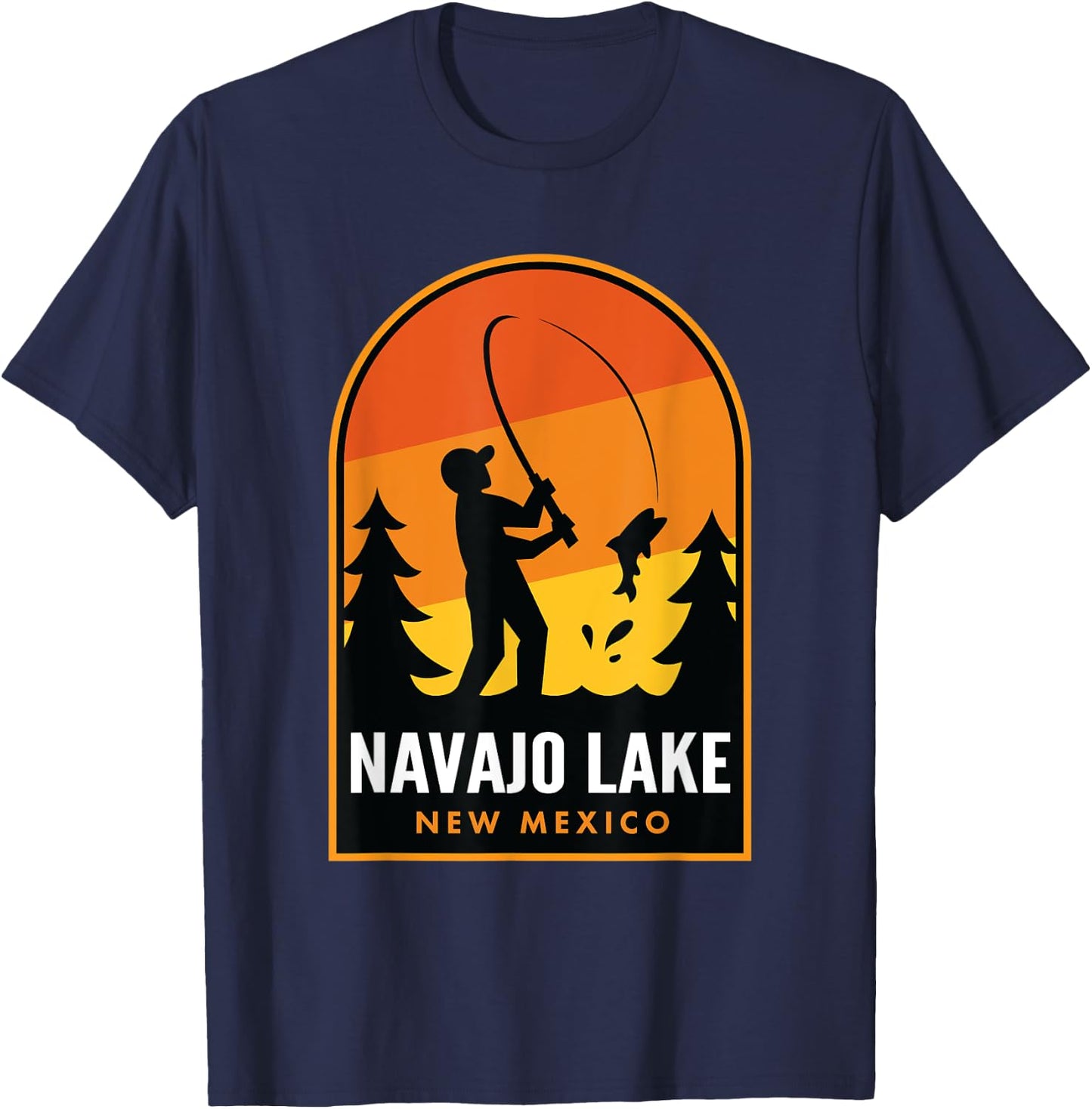 Navajo Lake New Mexico Fishing T-Shirt - T-Shirt | Navy