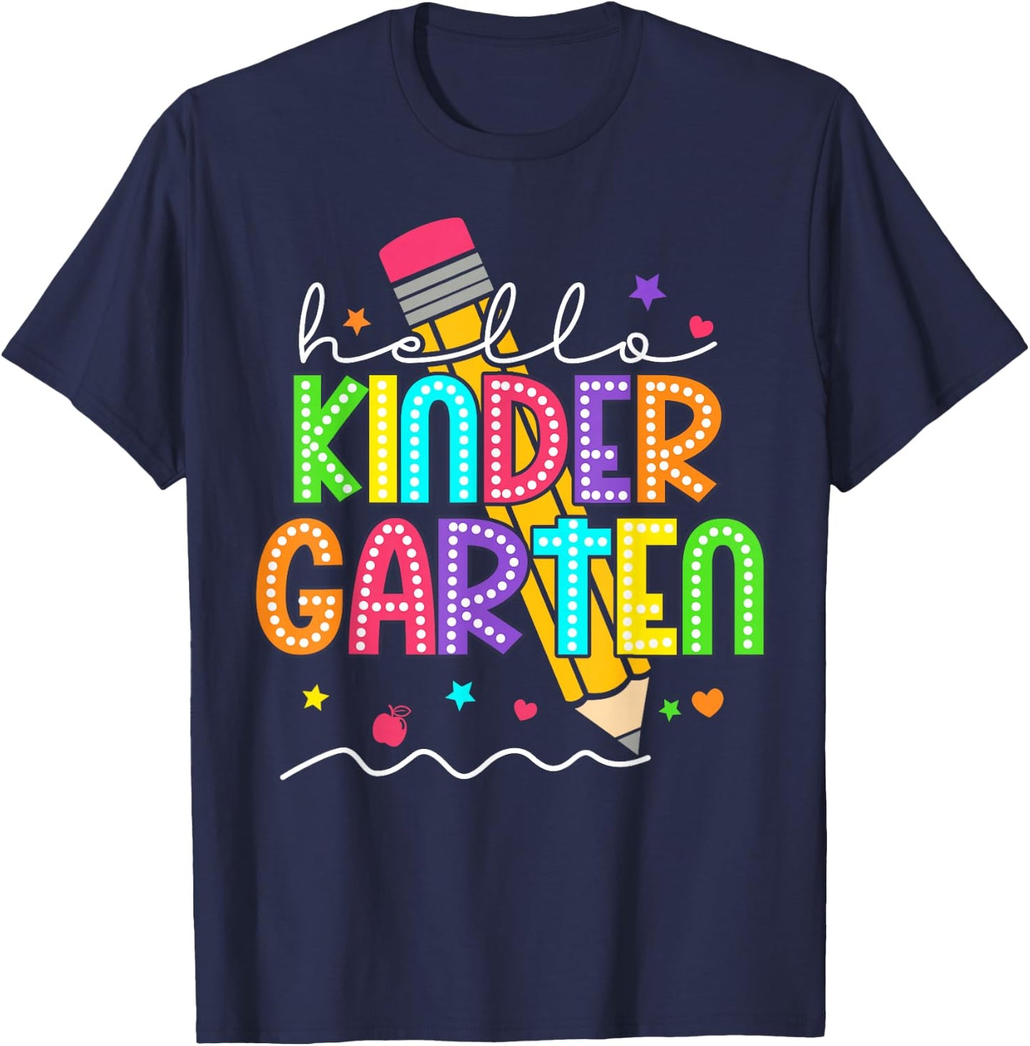 Hello Kindergarten Team Kinder Back to School Teacher Kids T-Shirt - T-Shirt | Navy