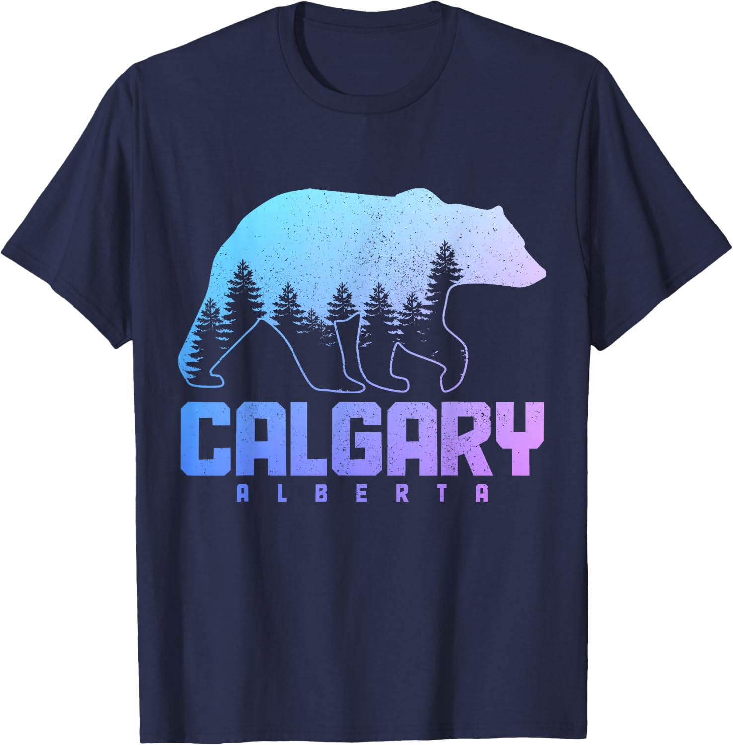 Calgary Alberta Canada Bear Grizzly Pride Outdoor Vintage T-Shirt - T-Shirt | Navy
