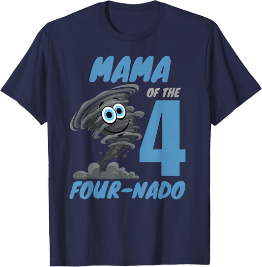 Mama of The Four-Nado Storm TorNado 4th Birthday Boy T-Shirt - T-Shirt | Navy