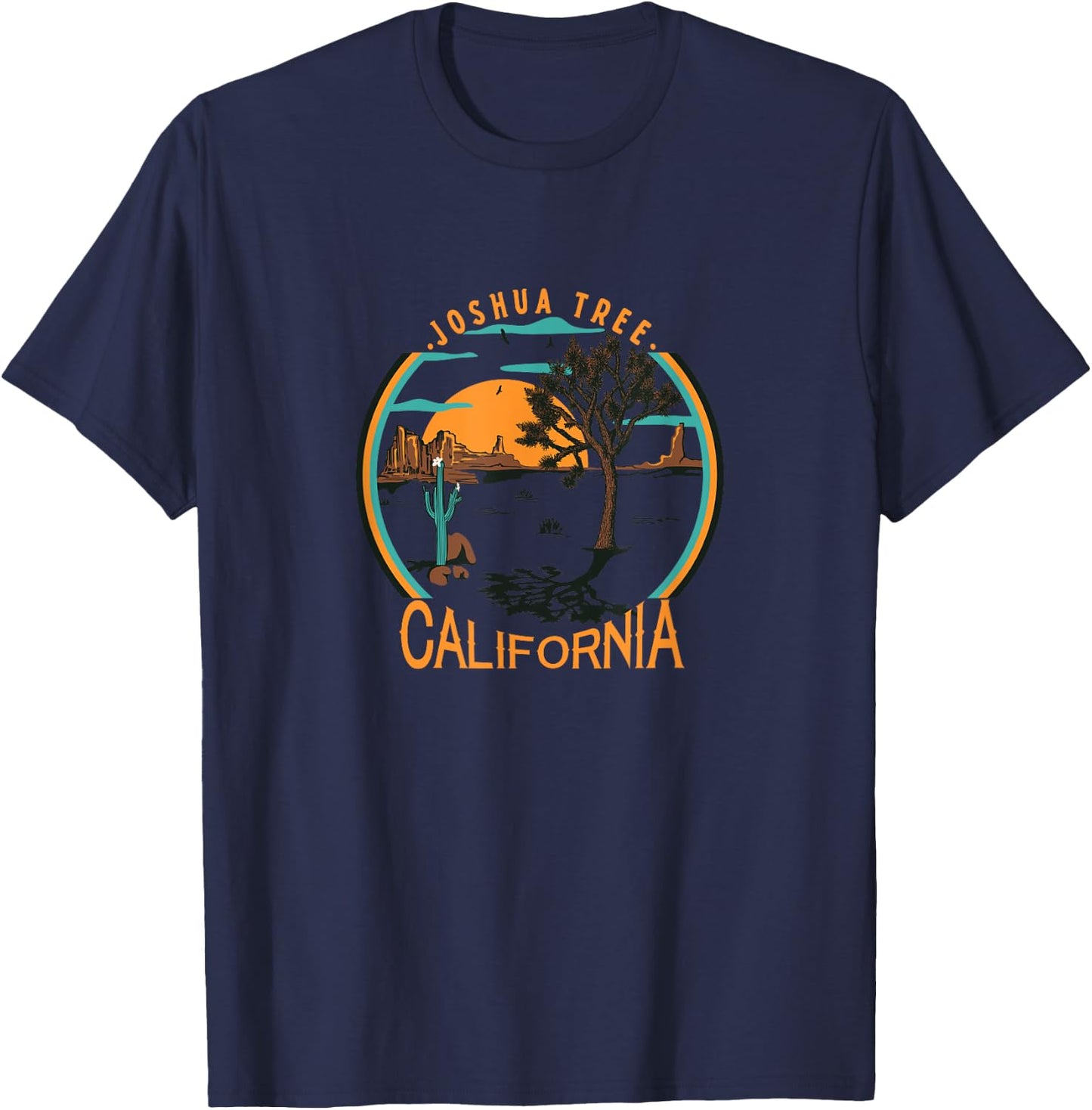 Joshua Tree California Desert Sunrise Landscape T-Shirt - T-Shirt | Navy