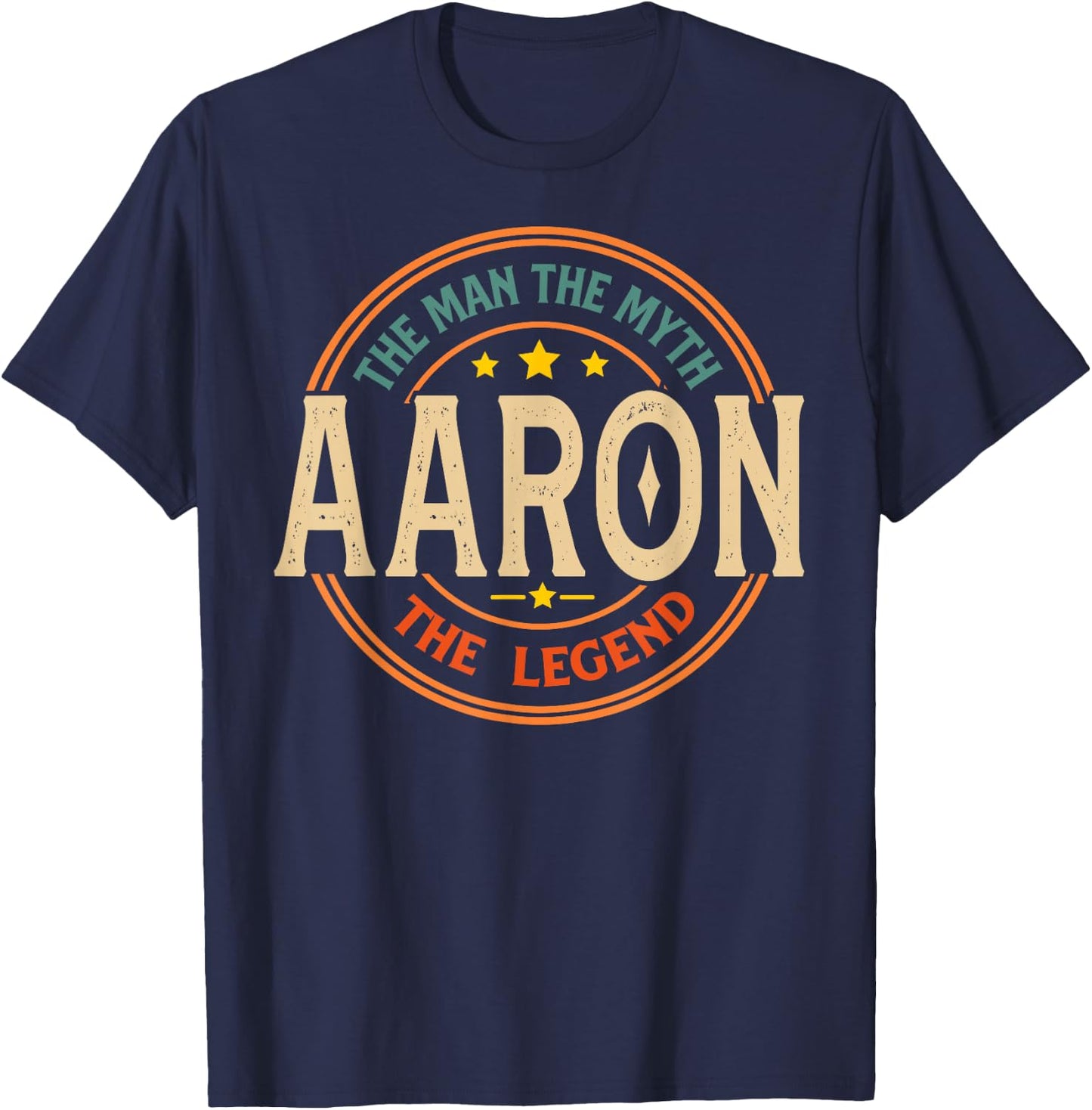AARON The Man The Myth The Legend Vintage Personalized T-Shirt - T-Shirt | Navy