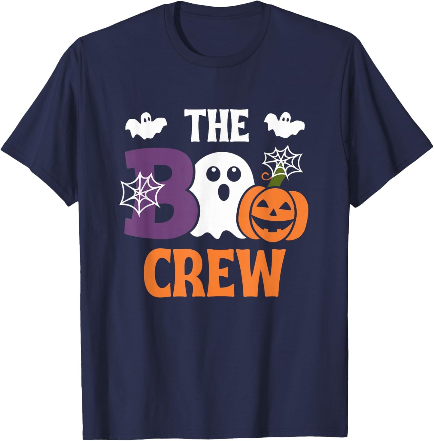 The Boo Crew Cute Halloween Ghost Pumpkin Bat Kids & Adults T-Shirt - T-Shirt | Navy