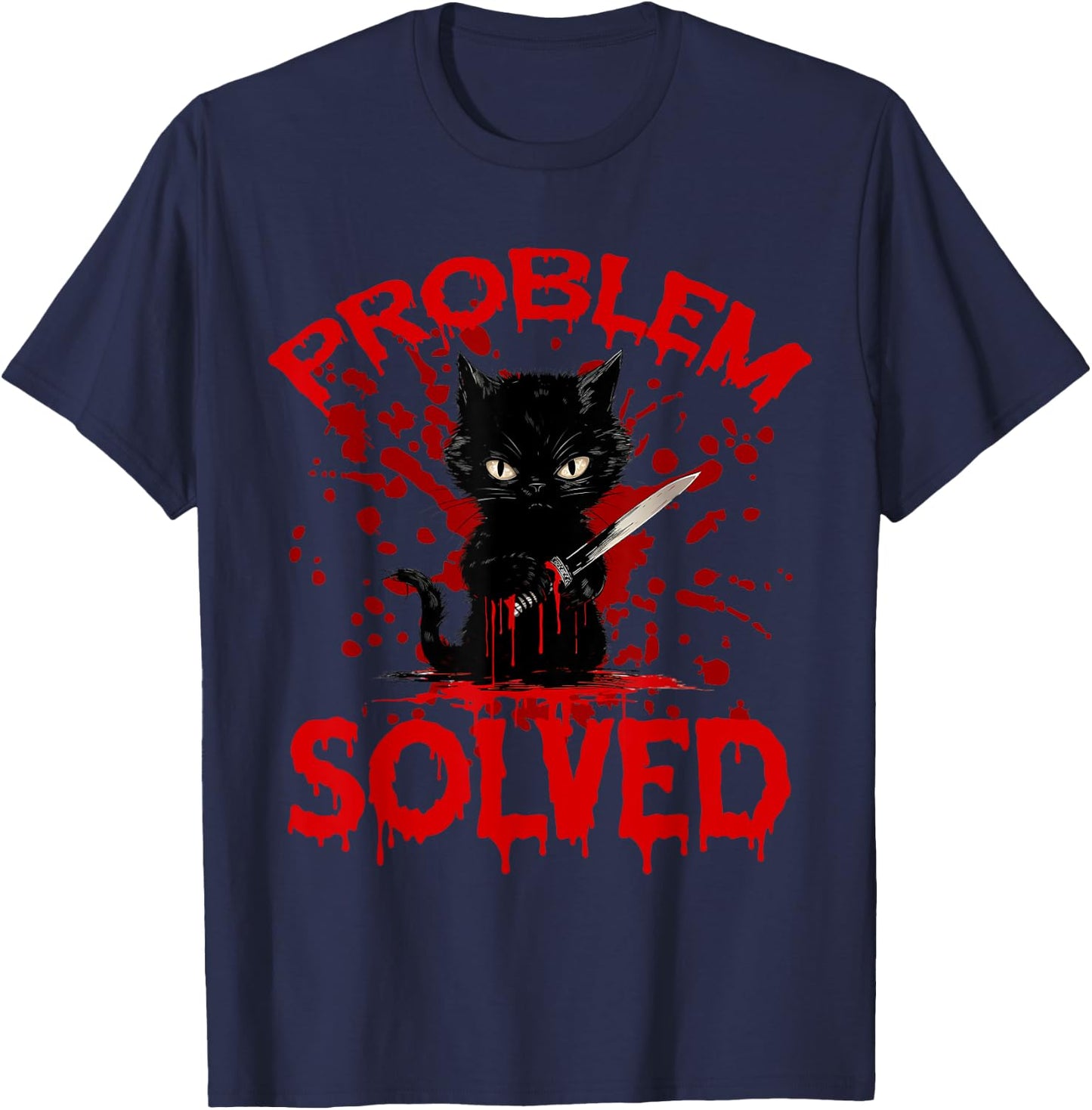 Problem Solved Black cat Women T-Shirt - T-Shirt | Navy