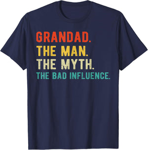Grandad Man Myth Bad Influence Father's Day Grandad T-Shirt - T-Shirt | Navy
