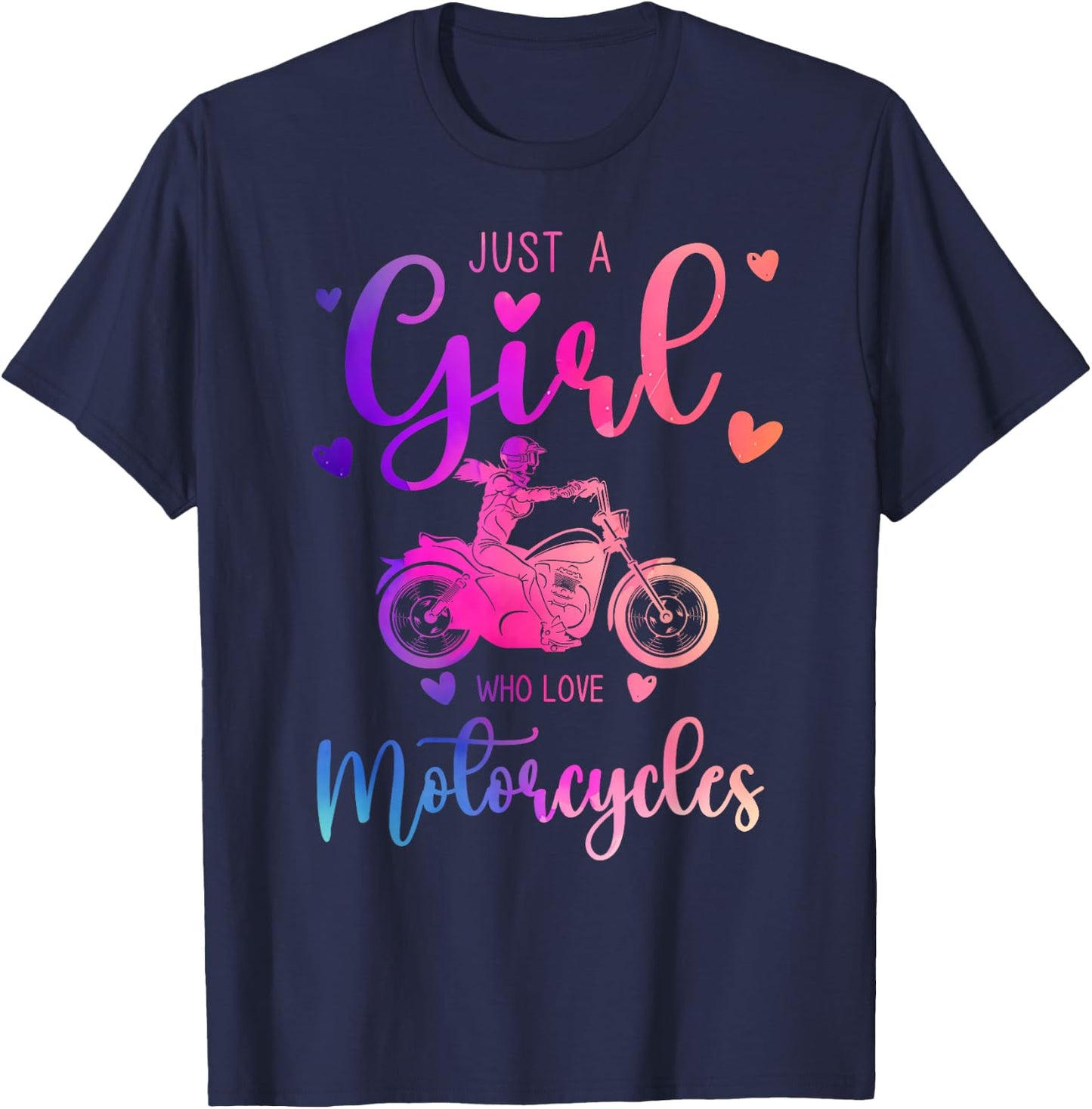 Just a Girl Who Loves Motorcycles Dress and Kids T-Shirt - T-Shirt | Navy