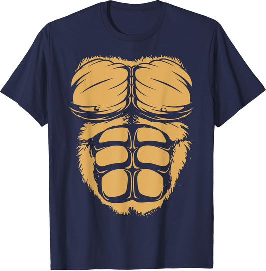 Gorilla Chest Muscles Abs Costume Halloween Easy Gift T-Shirt - T-Shirt | Navy